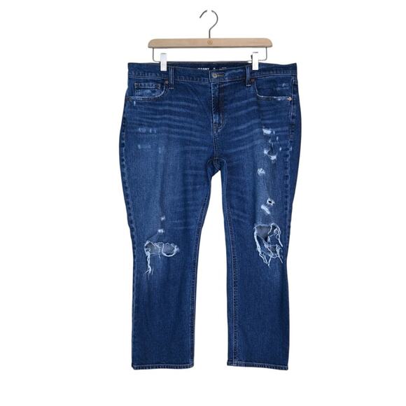 Old Navy Womens 14 Petite Mid Rise Boyfriend Distressed Crop Jean - Picture 1 of 11
